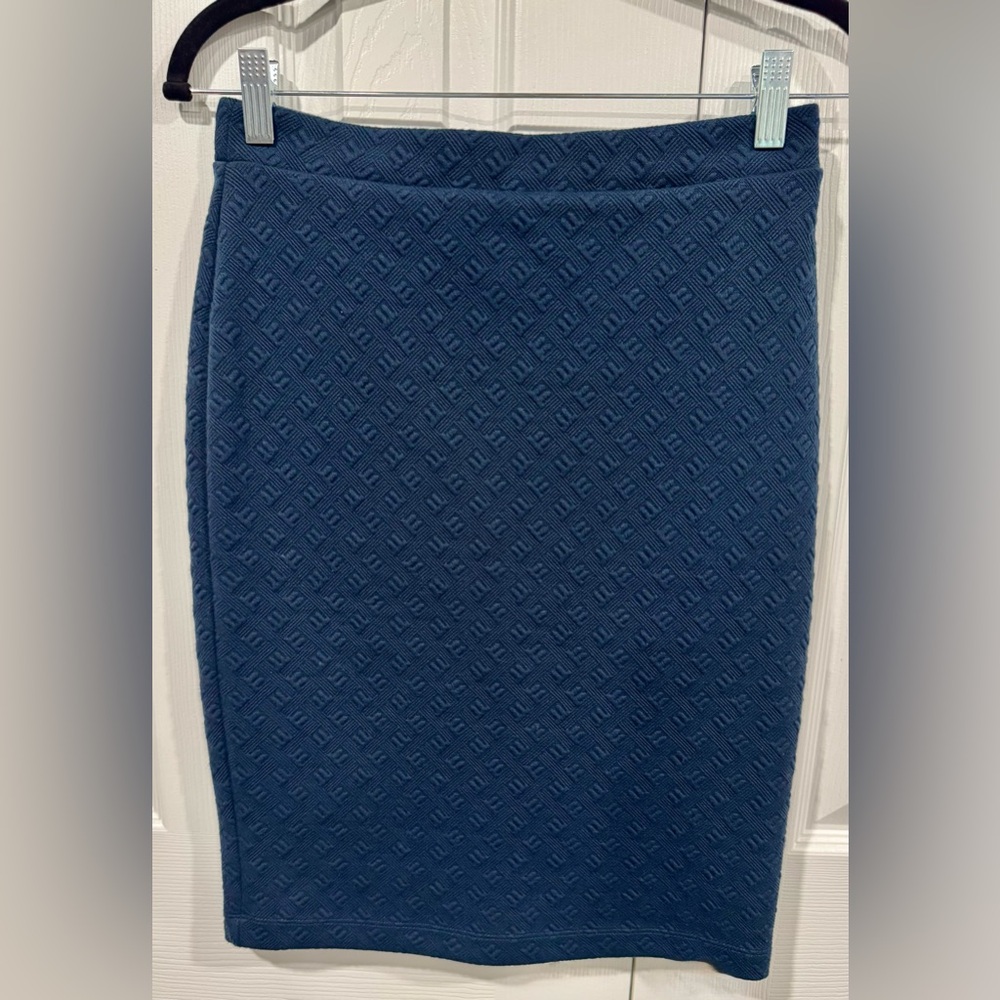 Leota Navy Textured Pencil Skirt